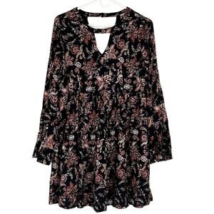 New Hem & Thread babydoll long bell sleeve mini dress fairy whimsigoth floral M